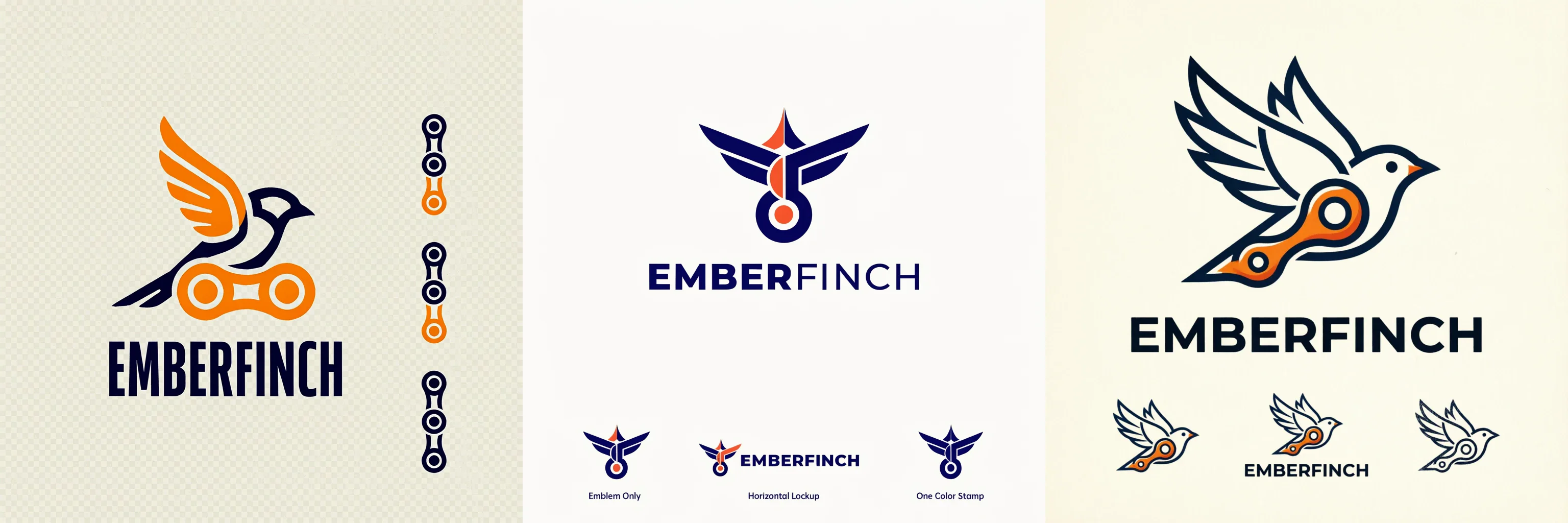 Ideogram 4, Recraft V4.1, and Qwen Image 2.0 creating the same EMBERFINCH logo identity sheet