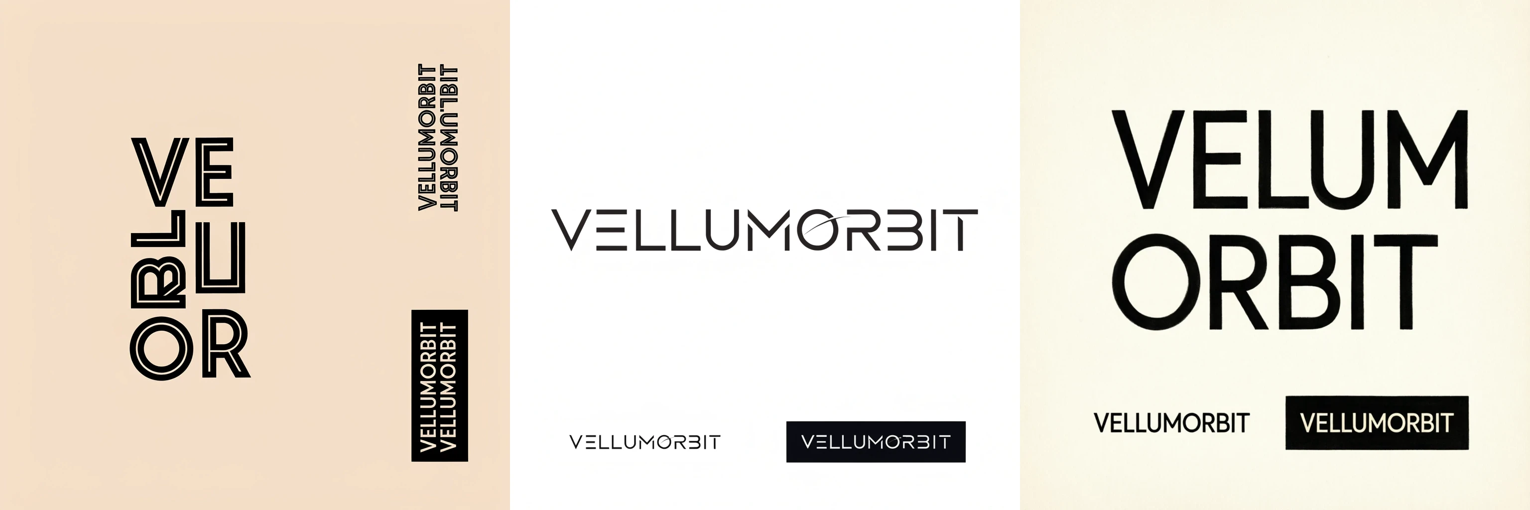 Ideogram 4, Recraft V4.1, and Qwen Image 2.0 creating a typography-only VELLUMORBIT wordmark