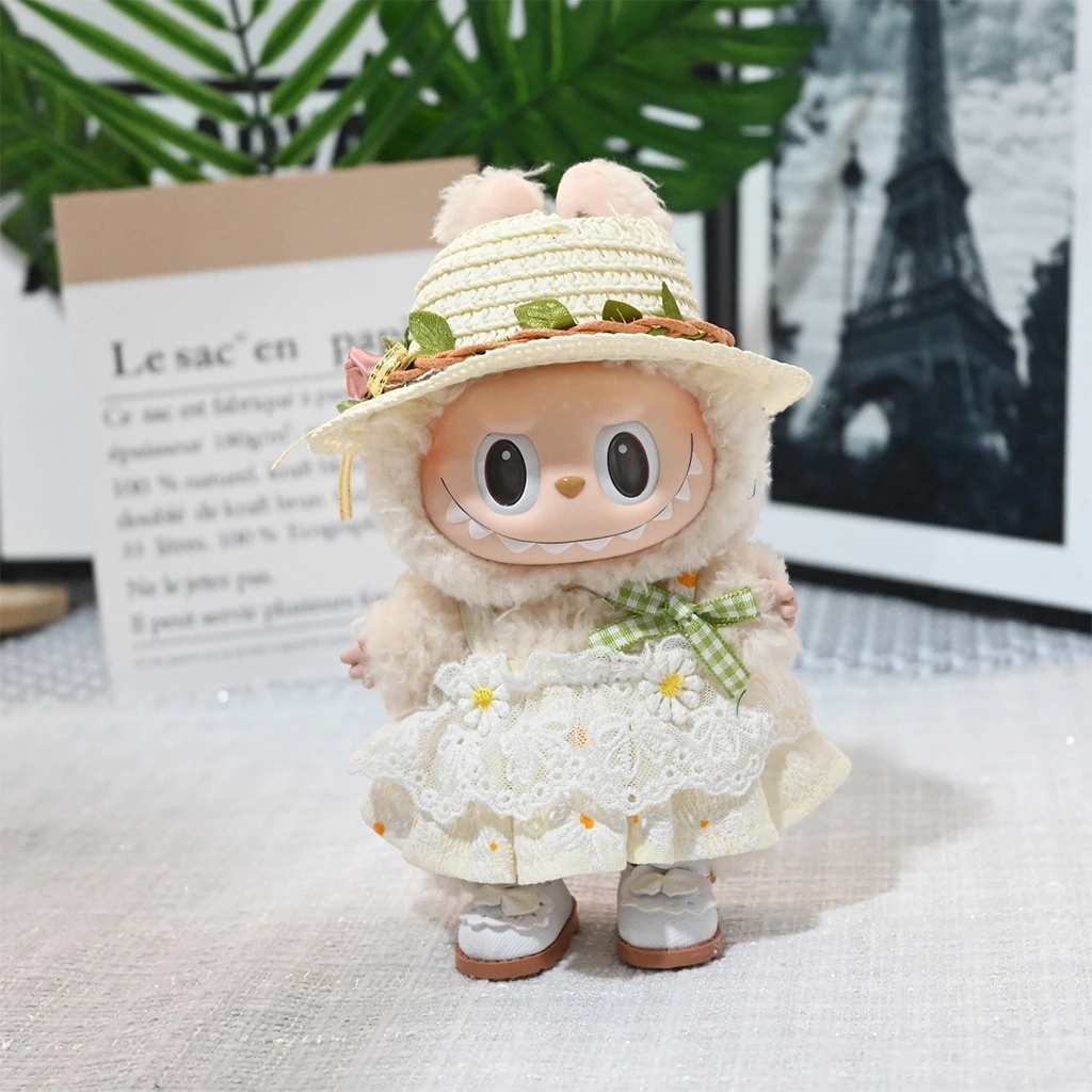 Original image of a Labubu doll wearing its default casual Labubu clothes.