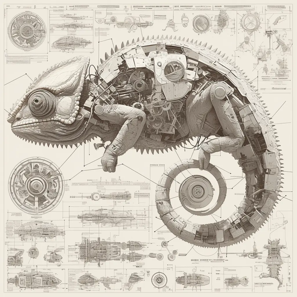 Detailed AI generated illustration of colorful lizard with intricate scales and textures