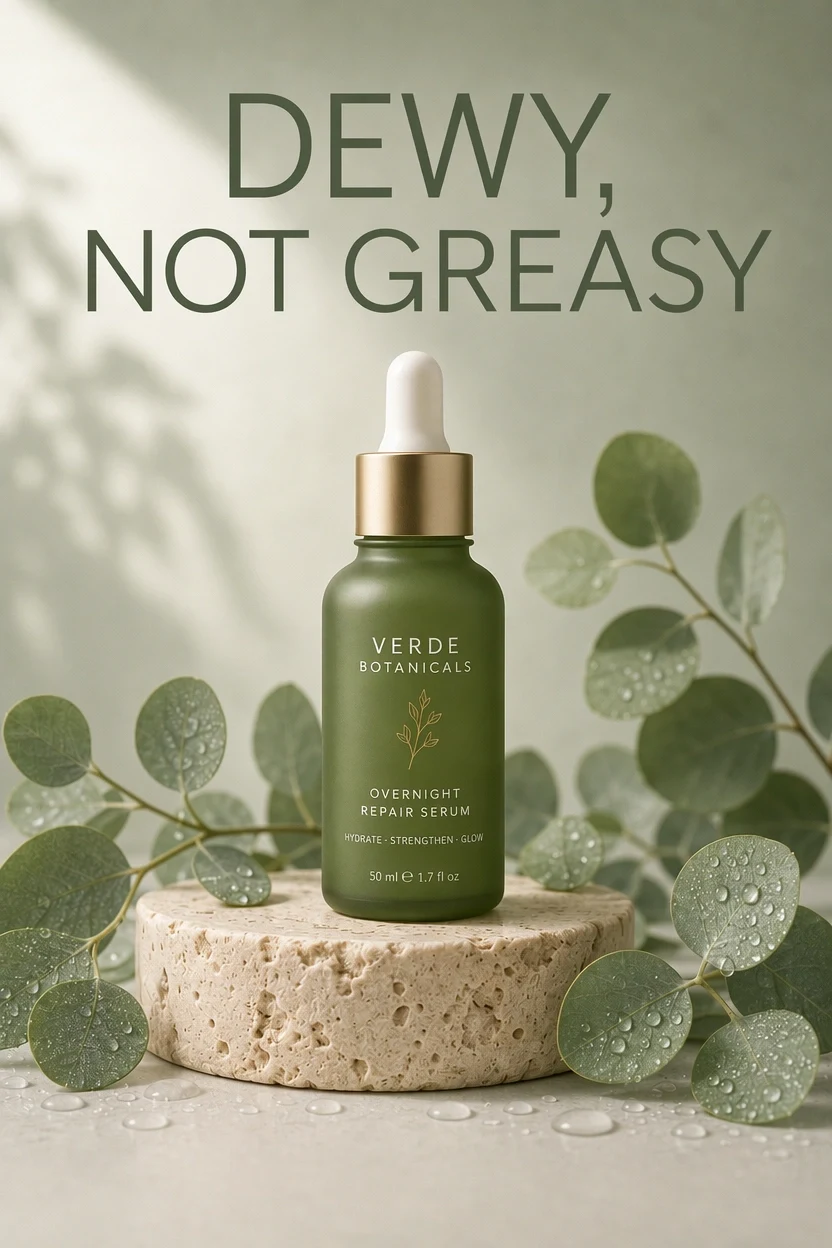 Skincare serum ad edited with GPT Image 2 Edit to change the product label text while keeping the scene identical