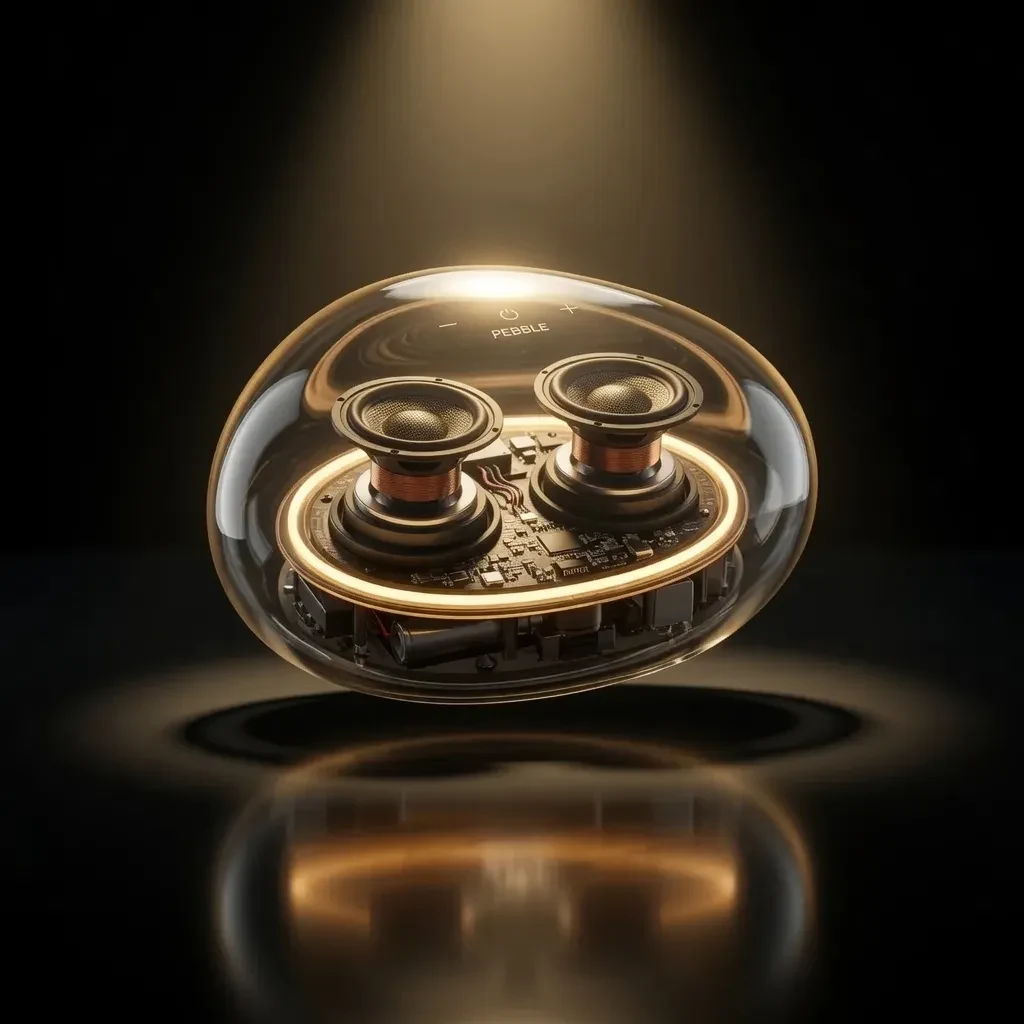 Speaker concept relit with premium studio lighting by Grok Imagine Quality Edit